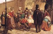 Charles Hunt A Coffee Stall Westminster oil painting on canvas
